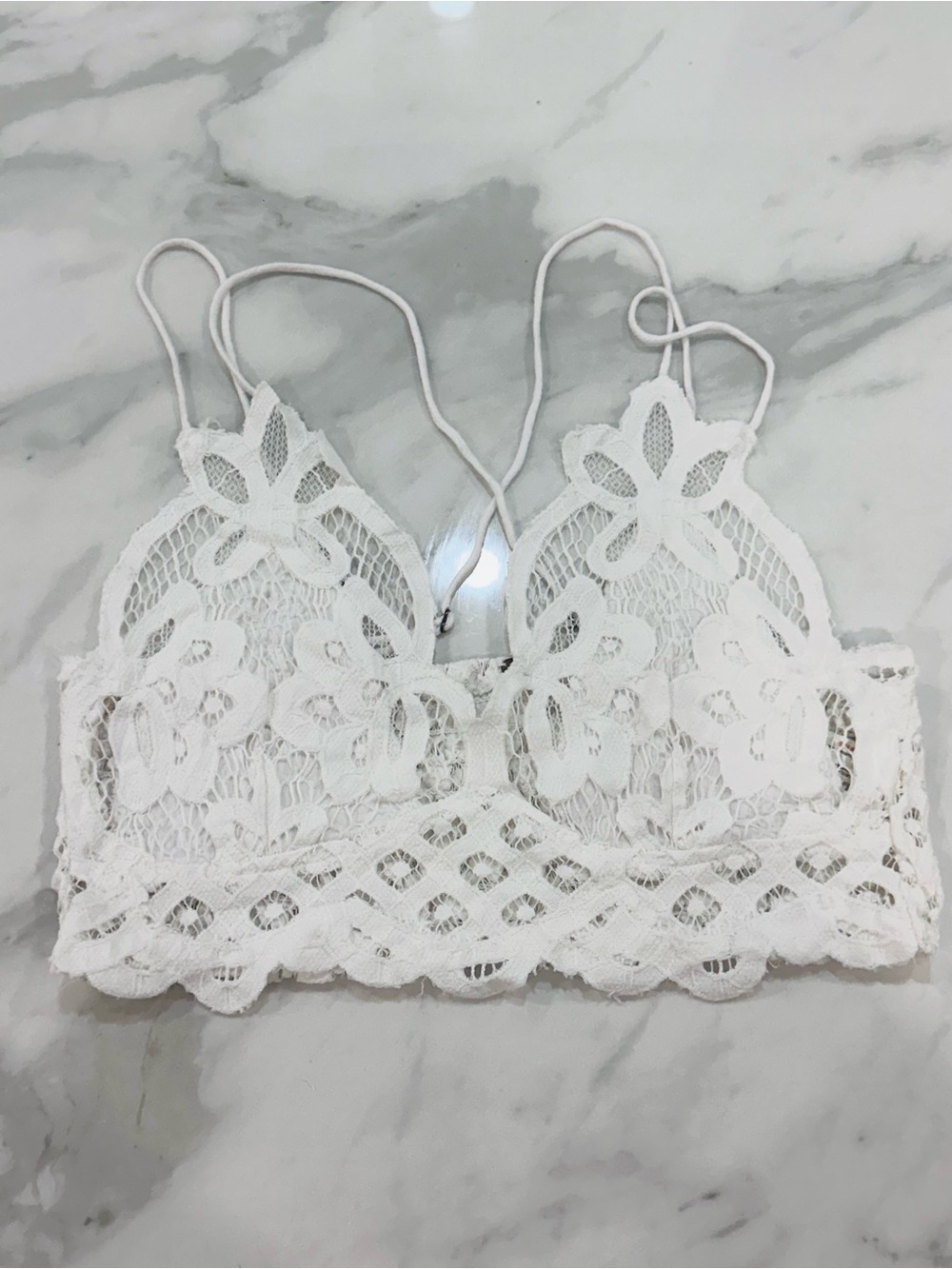 Free People FP One White Floral Lace Bralette Bra Cropped Top Size Small